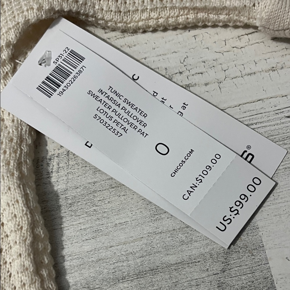 Chico's Lotus Petal Tunic Sweater Size 0 NWT - Picture 6 of 11